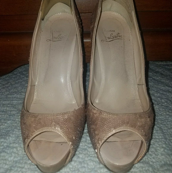 Sequin Peep Toe Heels - Picture 2 of 6